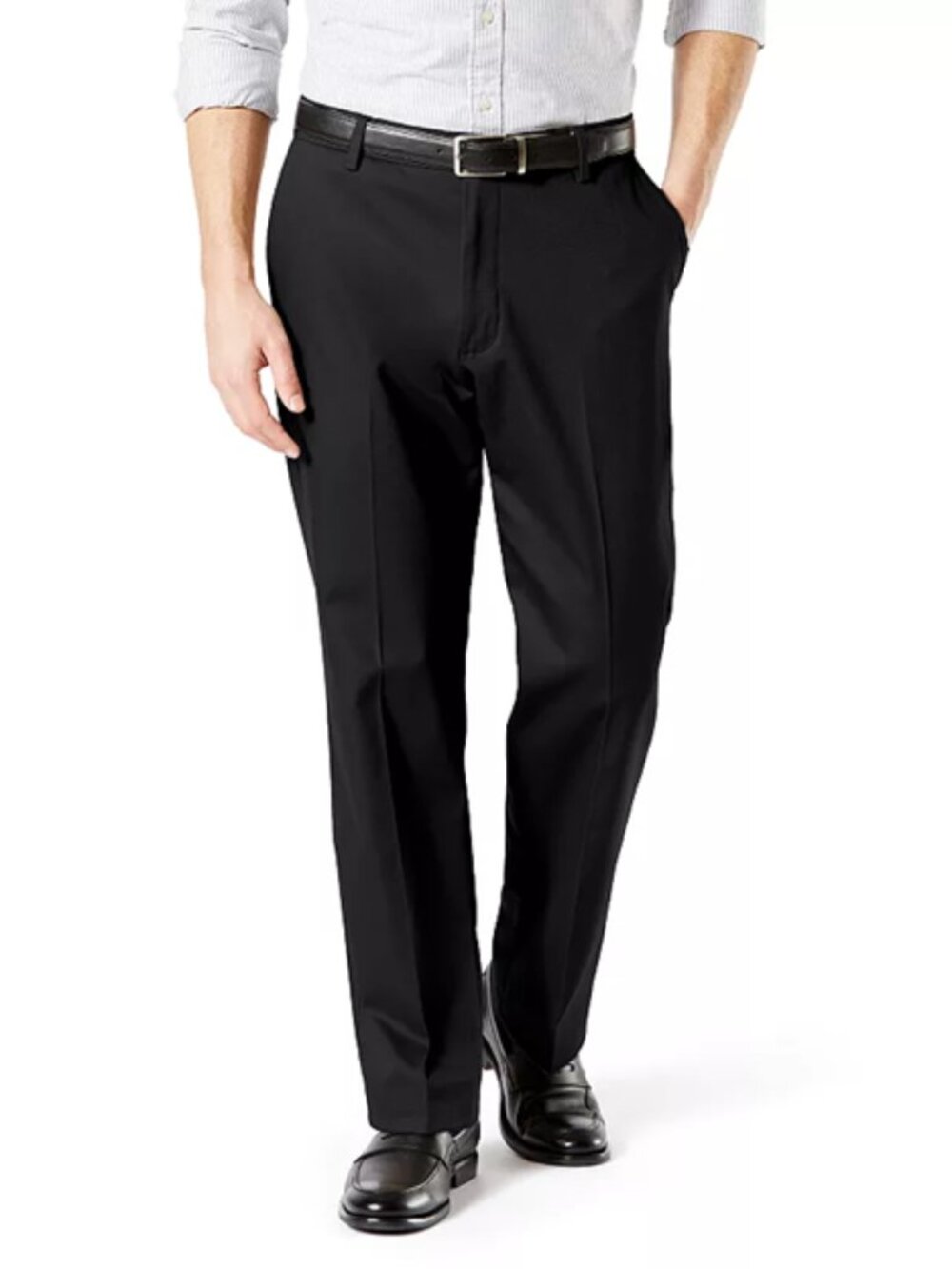 Men's Dockers Signature Khaki Lux Classic-Fit Stretch Pants, 34 X 32, Charcoal